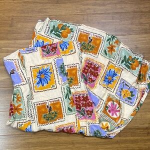 Paper Heart Linen Blend Colorful Floral Stamp Print Tube Keyhole Back Dress